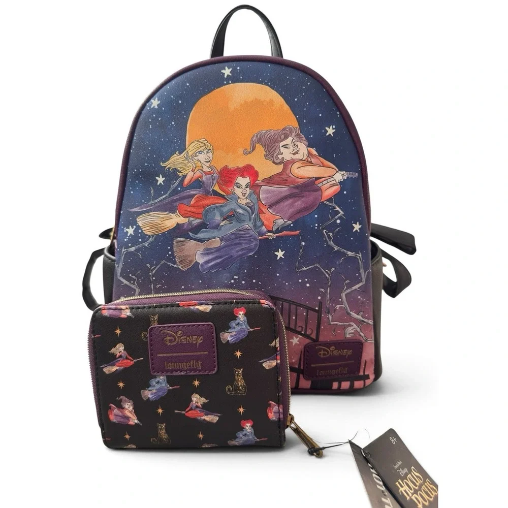 New Loungefly Disney Hocus Pocus Mini Backpack Wallet Set Sanderson Sisters